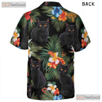 Tropical Black Cat Floral Aloha Beach Party Hawaiian Tee Unisex Outfit Top
