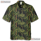 Tropical Black Palm Tree Aloha Beach Hawaiian Tee Unisex Summer Vacation Outfit