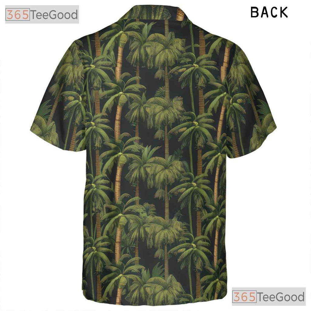 Tropical Black Palm Tree Aloha Beach Hawaiian Tee Unisex Summer Vacation Outfit
