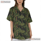 Tropical Black Palm Tree Aloha Beach Hawaiian Tee Unisex Summer Vacation Outfit