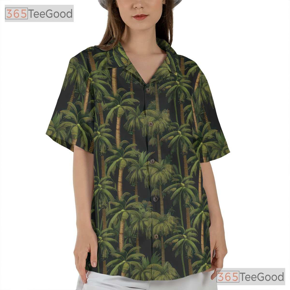 Tropical Black Palm Tree Aloha Beach Hawaiian Tee Unisex Summer Vacation Outfit