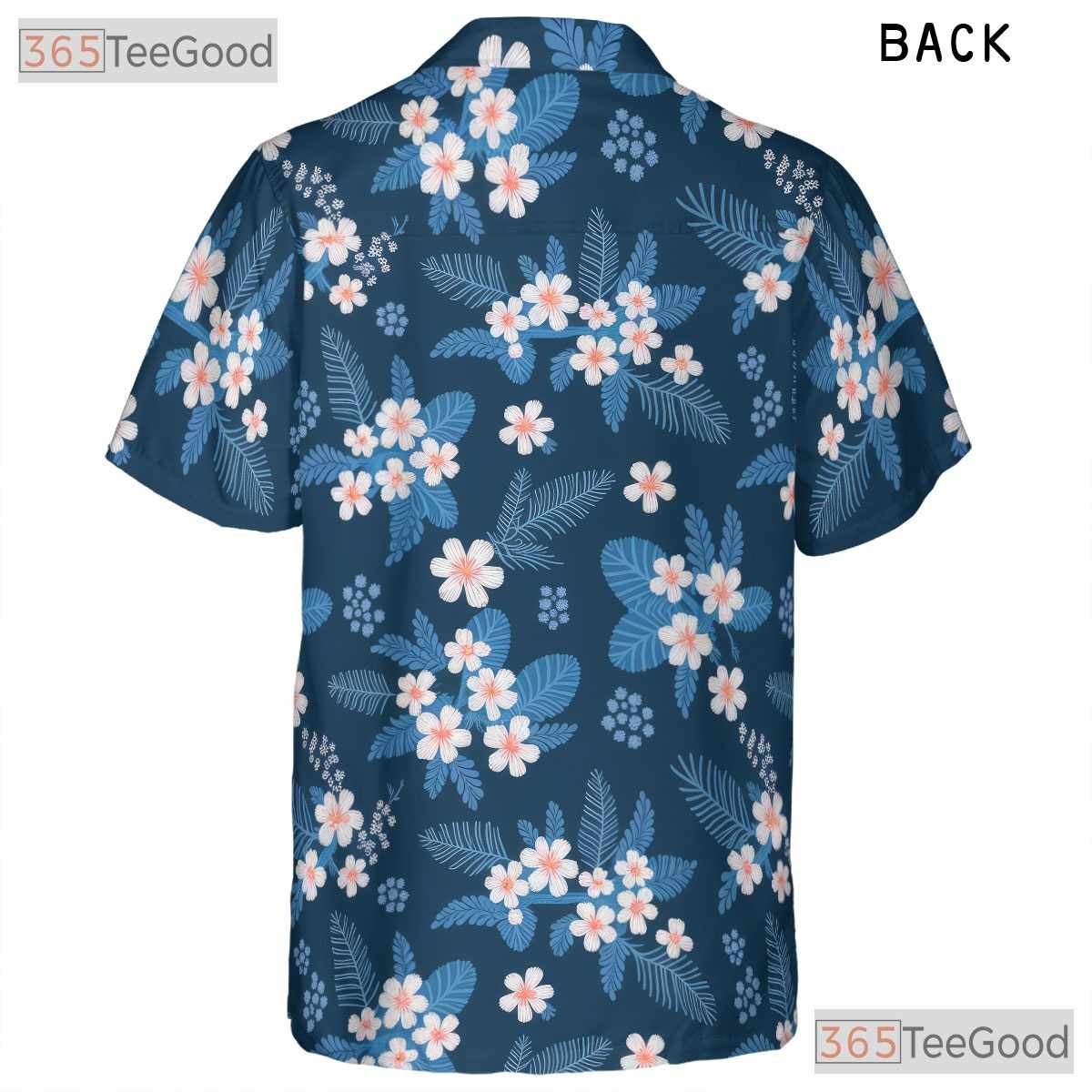 Tropical Blue Floral Hawaiian Shirt- Unisex Beach Vacation Aloha Button-Up