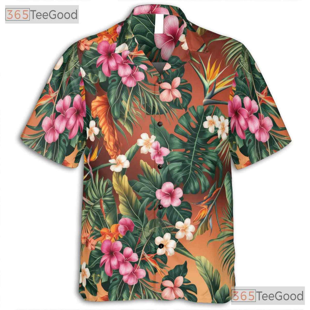 Tropical Blue Plumeria Hawaiian Shirt- Unisex Floral Aloha Beach Vacation Top