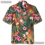 Tropical Blue Plumeria Hawaiian Shirt- Unisex Floral Aloha Beach Vacation Top