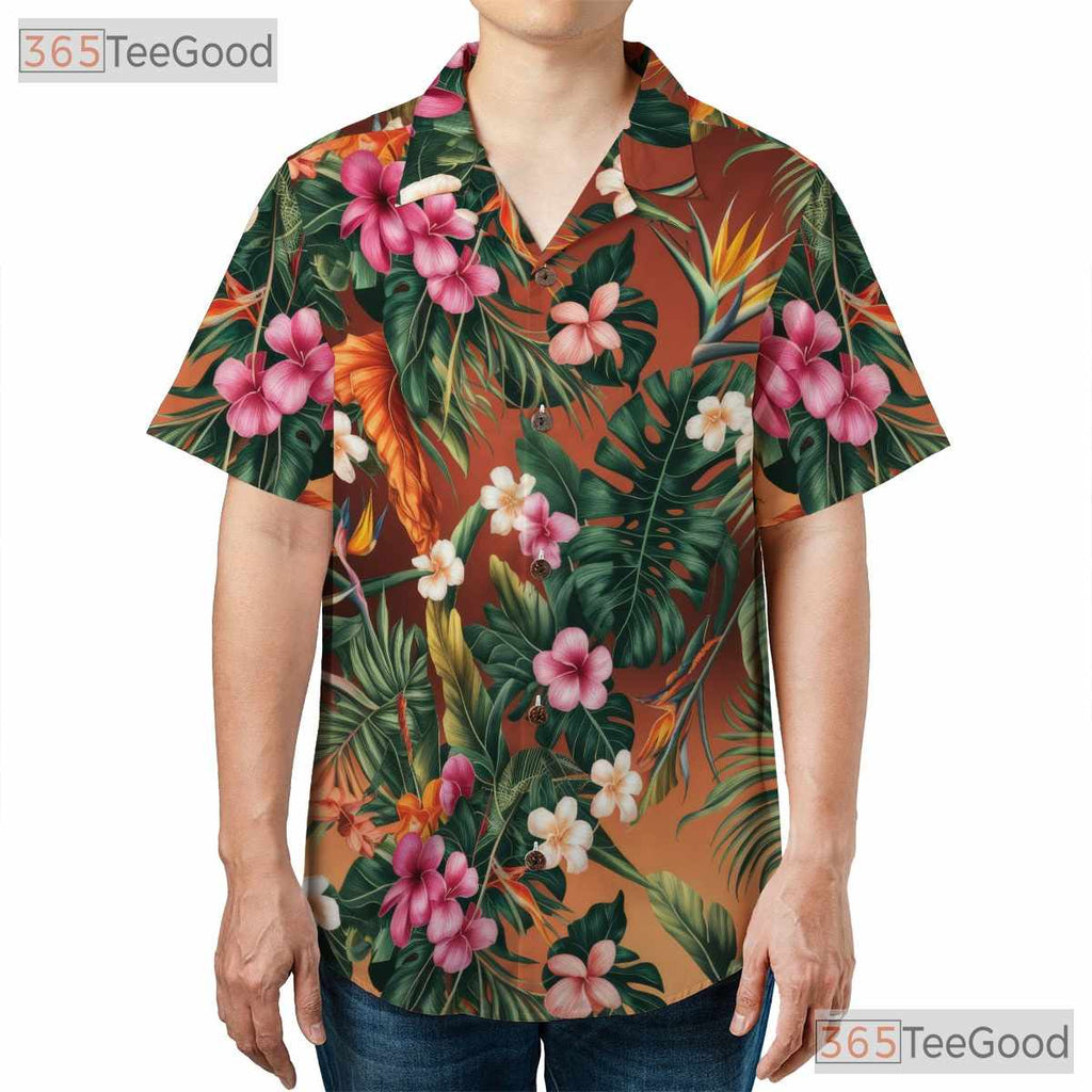 Tropical Blue Plumeria Hawaiian Shirt- Unisex Floral Aloha Beach Vacation Top