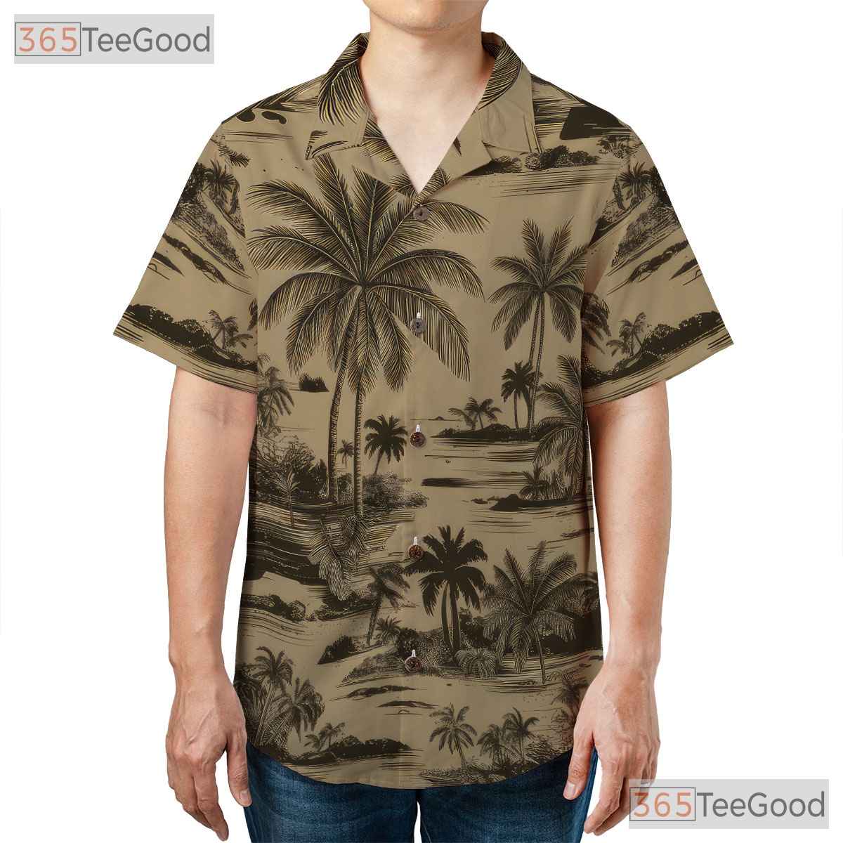 Tropical Camo Palm Tree Hawaiian Shirt for Men Women Summer Vacation Beach Wear