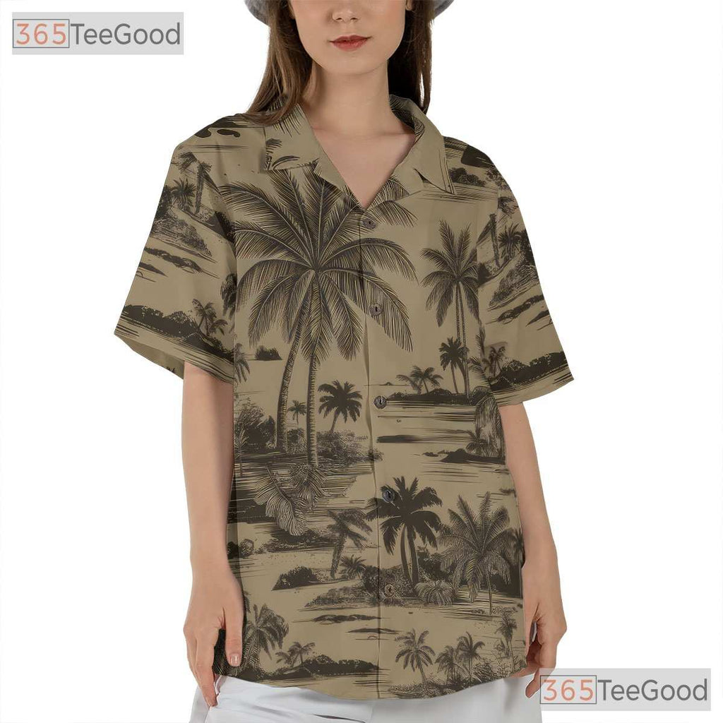 Tropical Camo Palm Tree Hawaiian Shirt for Men Women Summer Vacation Beach Wear