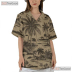 Tropical Camo Palm Tree Hawaiian Shirt for Men Women Summer Vacation Beach Wear