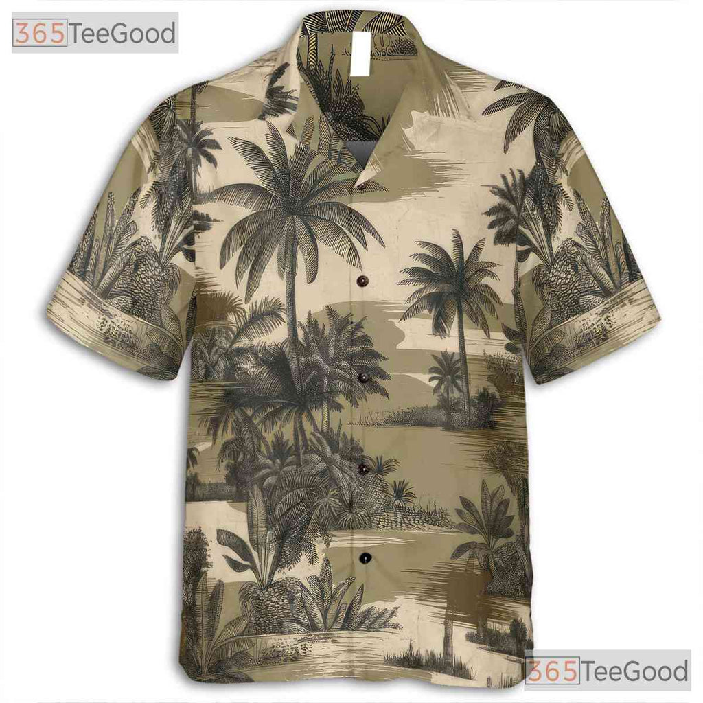Tropical Camouflage Palm Tree Hawaiian Tee Unisex Summer Vacation Beach Outfit