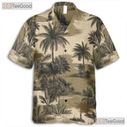 Tropical Camouflage Palm Tree Hawaiian Tee Unisex Summer Vacation Beach Outfit