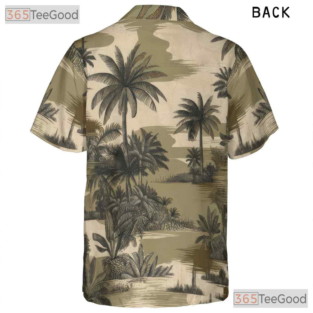 Tropical Camouflage Palm Tree Hawaiian Tee Unisex Summer Vacation Beach Outfit