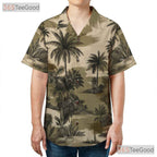 Tropical Camouflage Palm Tree Hawaiian Tee Unisex Summer Vacation Beach Outfit