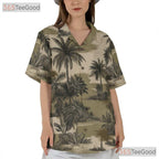 Tropical Camouflage Palm Tree Hawaiian Tee Unisex Summer Vacation Beach Outfit