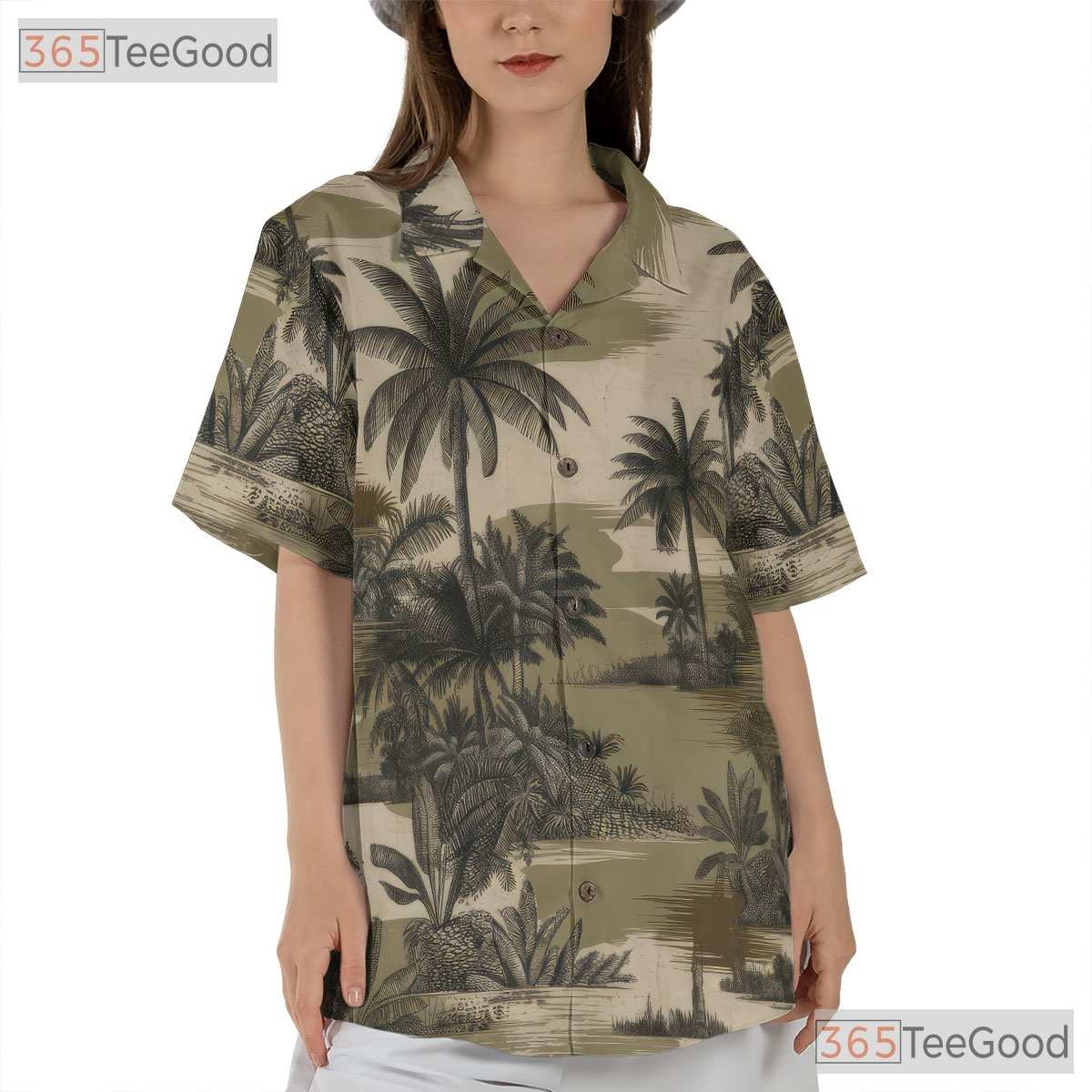 Tropical Camouflage Palm Tree Hawaiian Tee Unisex Summer Vacation Beach Outfit