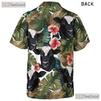 Tropical Cow Palm Leaf Hibiscus Seamless Hawaiian Shirt Unisex Aloha Summer Top