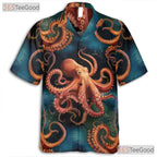 Tropical Deep Sea Octopus Hawaiian Shirt - Kraken Ocean Vacation Wear Adult