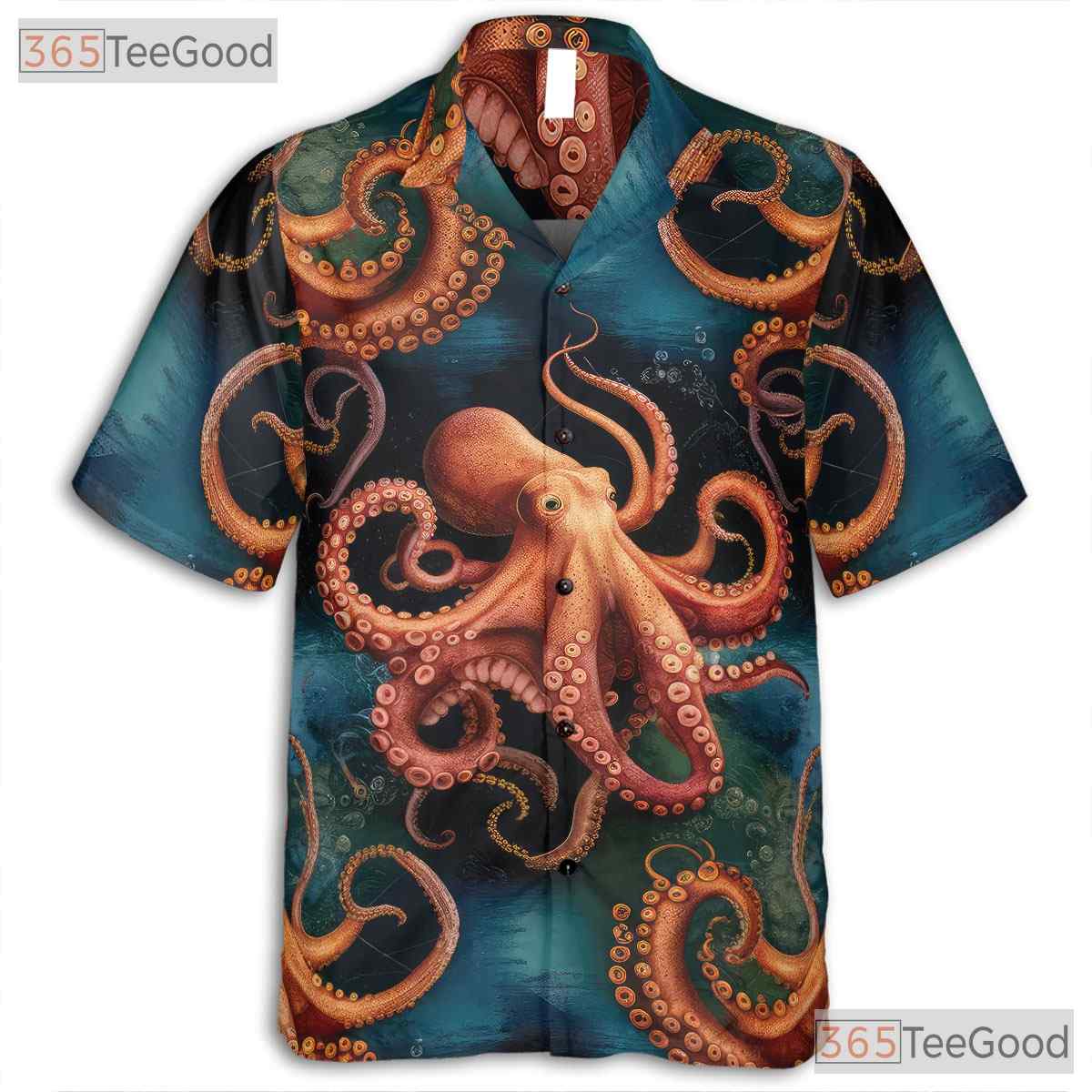 Tropical Deep Sea Octopus Hawaiian Shirt - Kraken Ocean Vacation Wear Adult