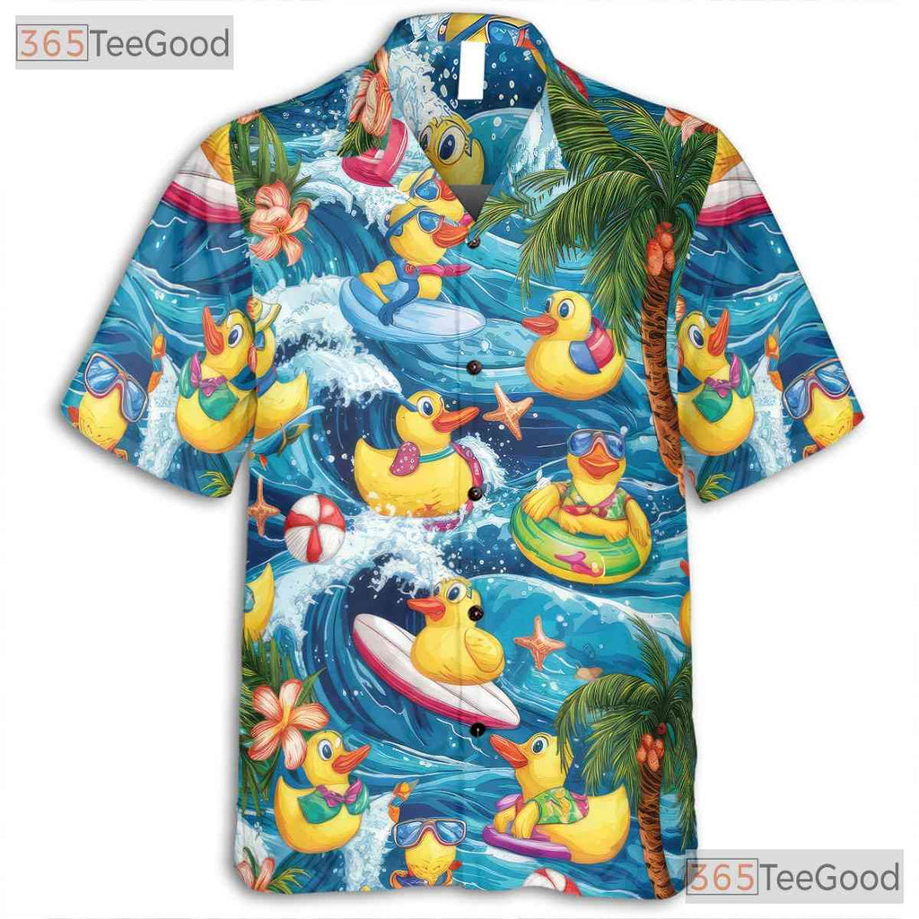 Tropical Duck Print Hawaiian Tee - Unisex Fun Cruise Beachwear Outfit