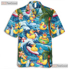 Tropical Duck Print Hawaiian Tee - Unisex Fun Cruise Beachwear Outfit
