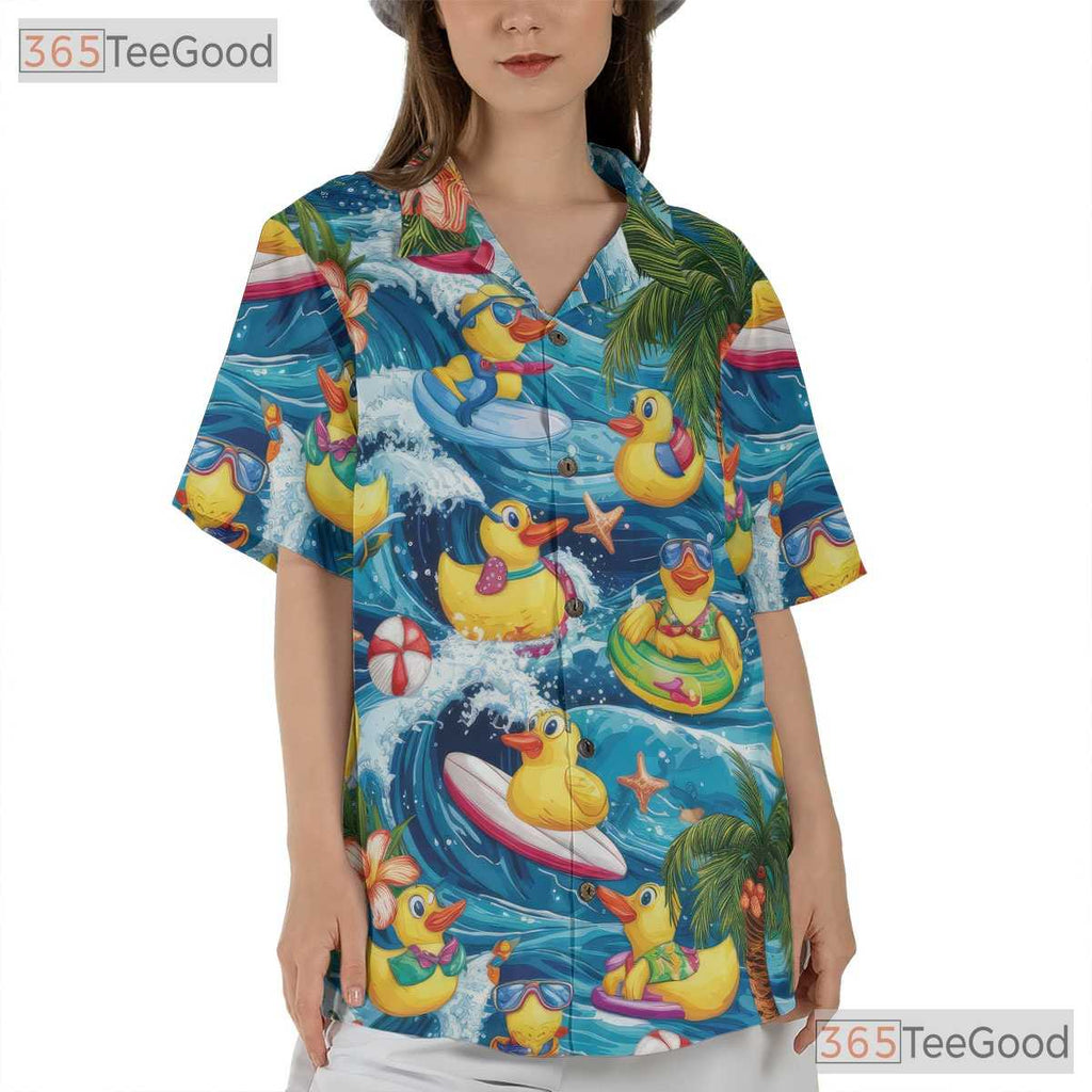 Tropical Duck Print Hawaiian Tee - Unisex Fun Cruise Beachwear Outfit