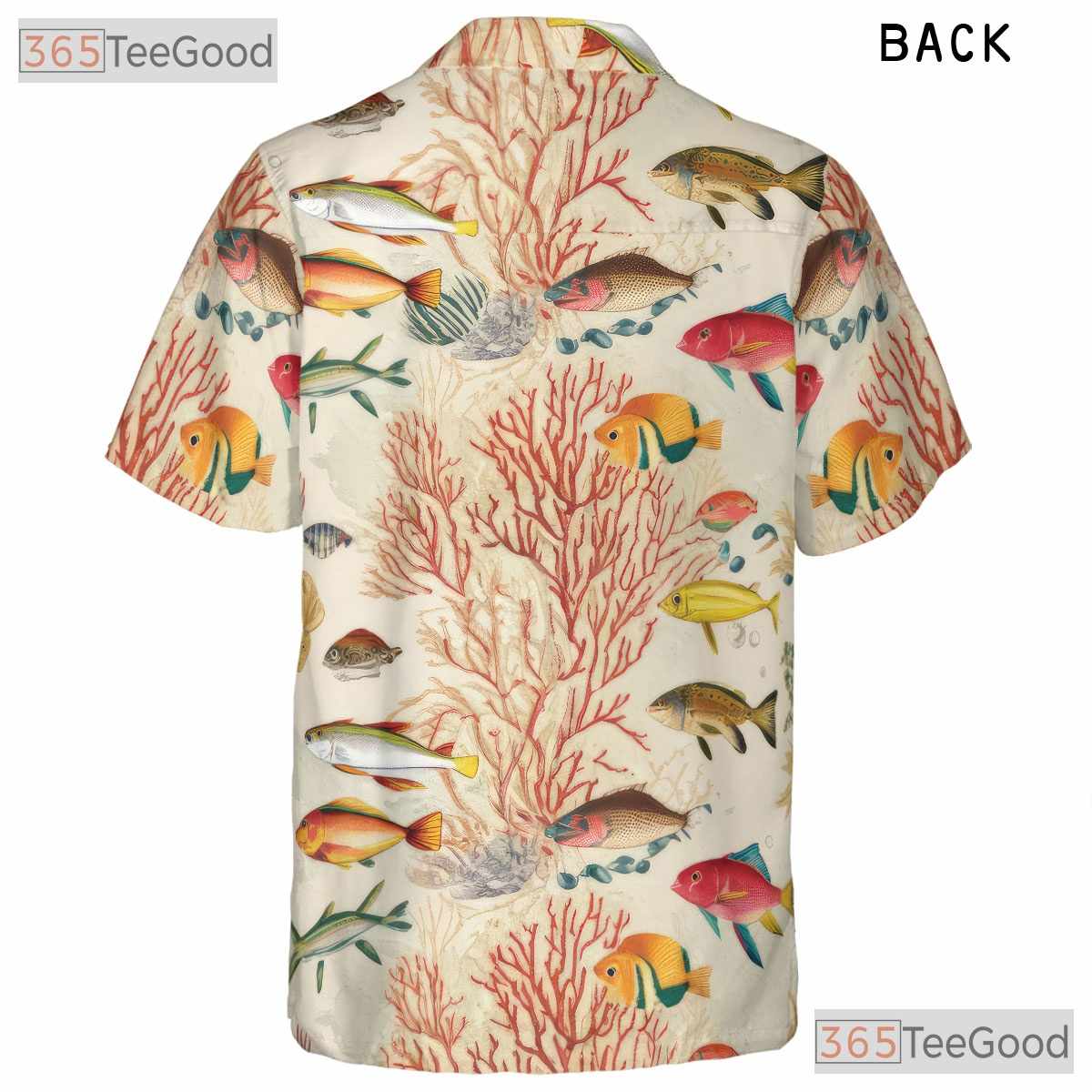 Tropical Fish Coral Ocean Print Vintage Hawaiian Tee Men Women Summer Top