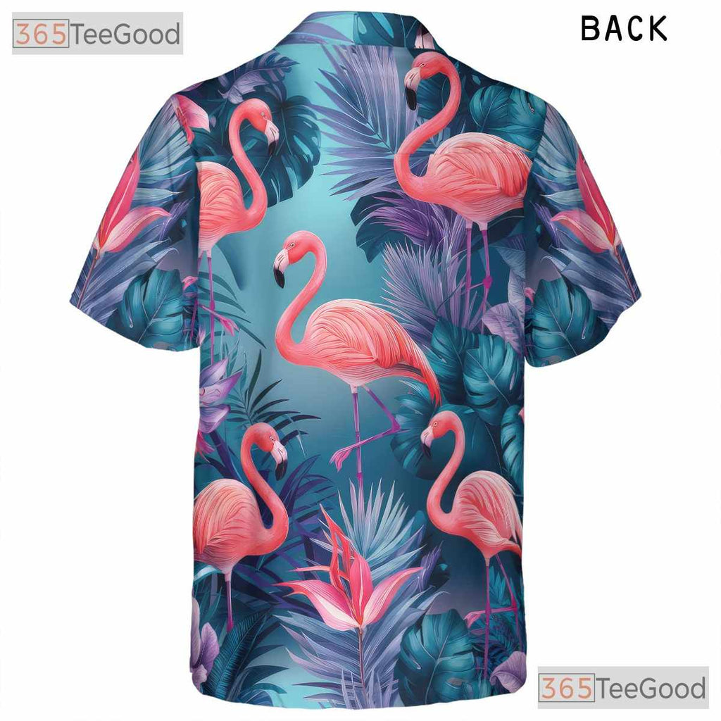 Tropical Flamingo Aloha Beach Vacation Summer Wear Hawaiian Shirt Unisex Top