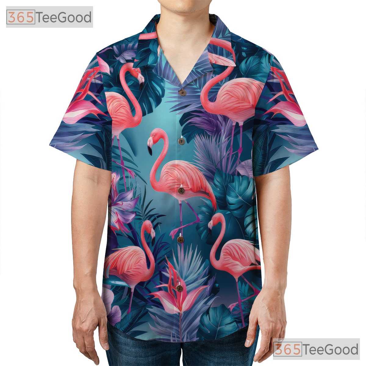 Tropical Flamingo Aloha Beach Vacation Summer Wear Hawaiian Shirt Unisex Top