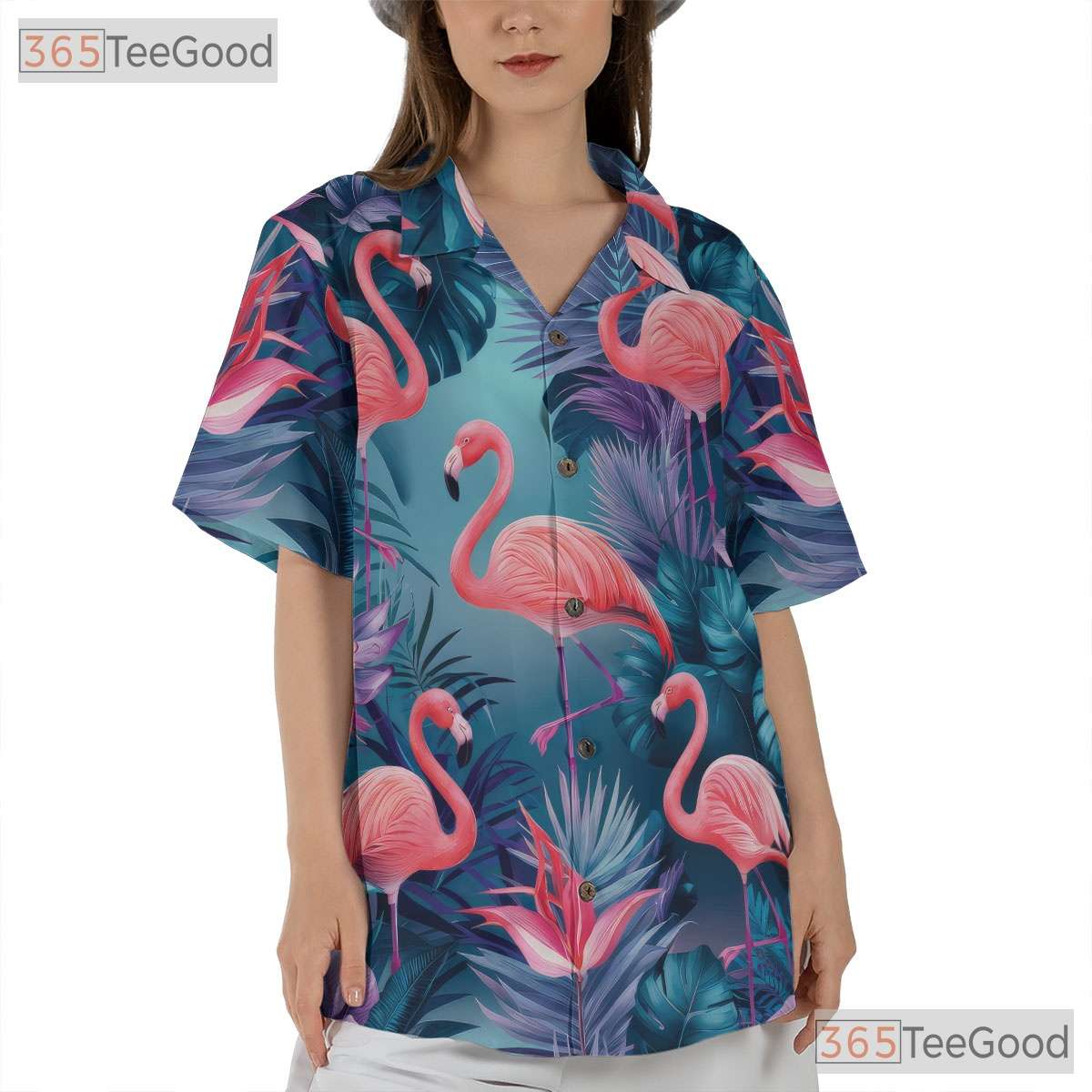 Tropical Flamingo Aloha Beach Vacation Summer Wear Hawaiian Shirt Unisex Top