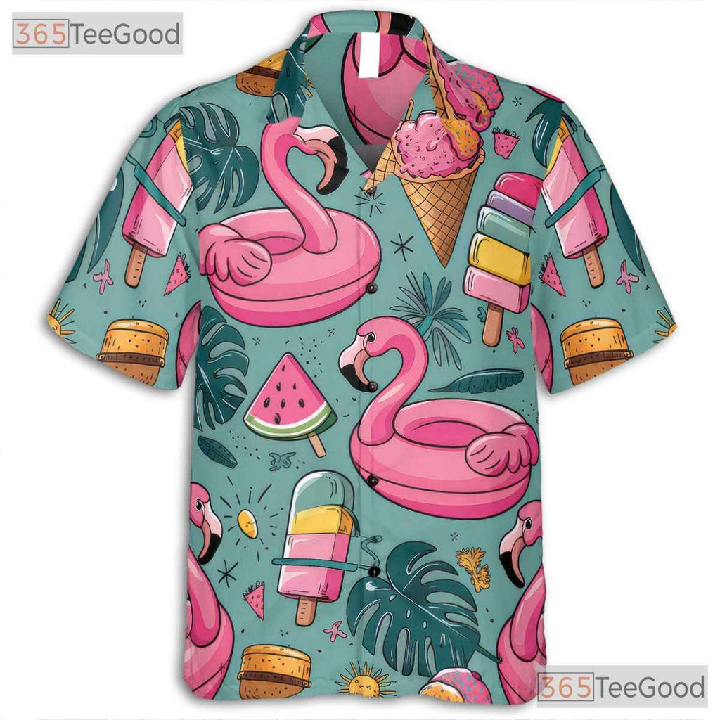 Tropical Flamingo Fun Hawaiian Shirt Unisex Look for Vacation Beach Party