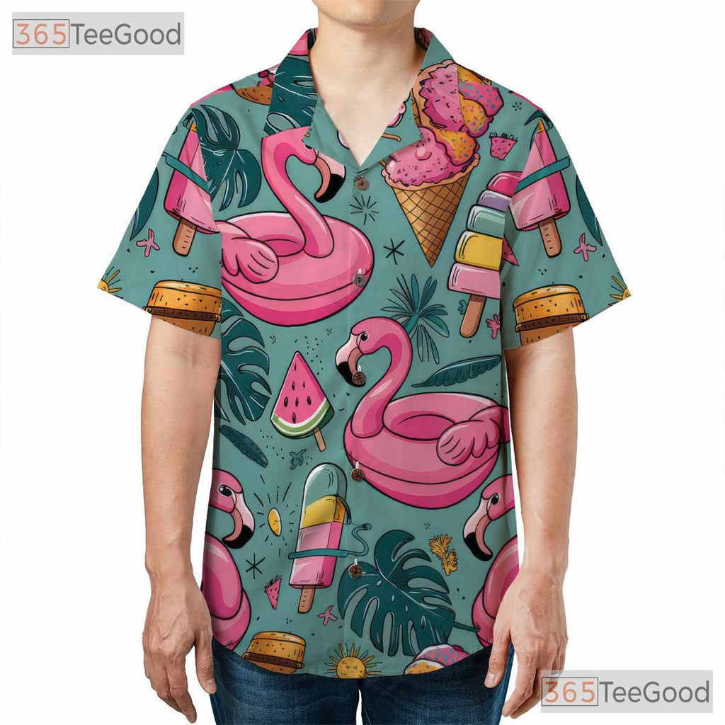 Tropical Flamingo Fun Hawaiian Shirt Unisex Look for Vacation Beach Party