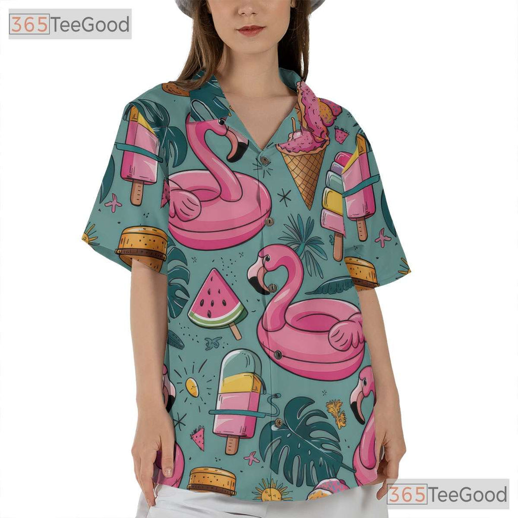 Tropical Flamingo Fun Hawaiian Shirt Unisex Look for Vacation Beach Party