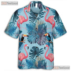 Tropical Flamingo Toucan Palm Leaves Beachwear Hawaiian Tee Unisex Summer Top