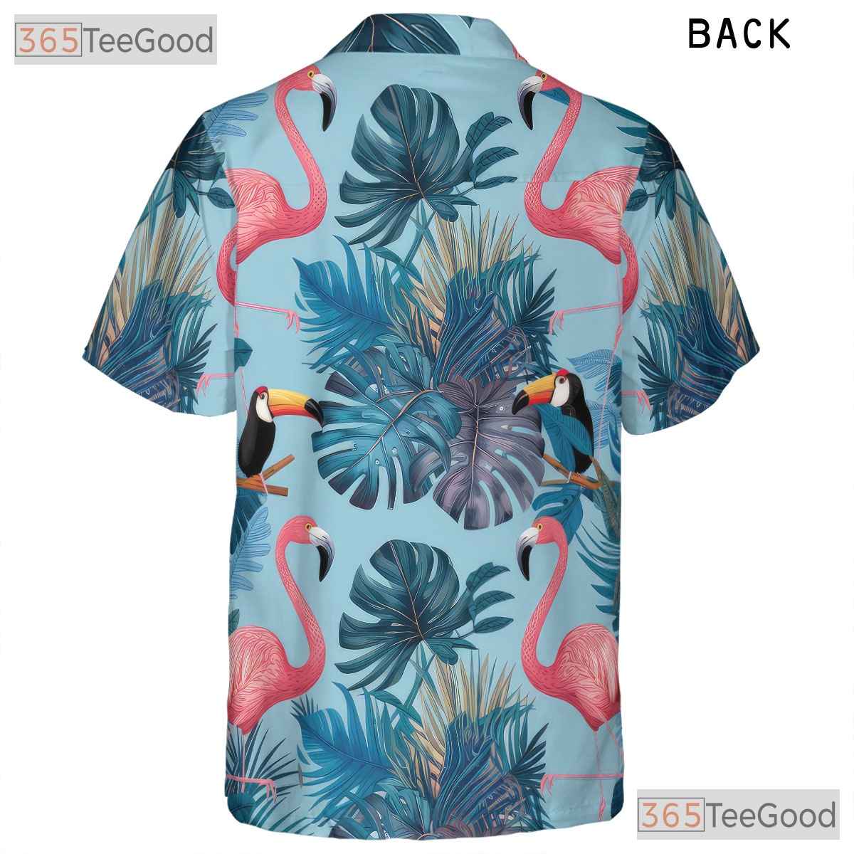 Tropical Flamingo Toucan Palm Leaves Beachwear Hawaiian Tee Unisex Summer Top