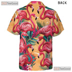 Tropical Flamingo Vibrant Pink Birds Palm Leaves Aloha Hawaiian Tee Unisex