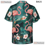 Tropical Flamingos Jungle Leaves Floral Hawaiian Tee Unisex Summer Outfit