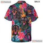 Tropical Floral Dachshund Dogs Island Style Hawaiian Tee Unisex Summer Top