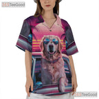 Tropical Golden Retriever Sunset Car Hawaiian Shirt Men Women Aloha Outfit