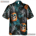 Tropical Gothic Pineapple Skull Aloha Beach Hawaiian Shirt Unisex Vacation Top