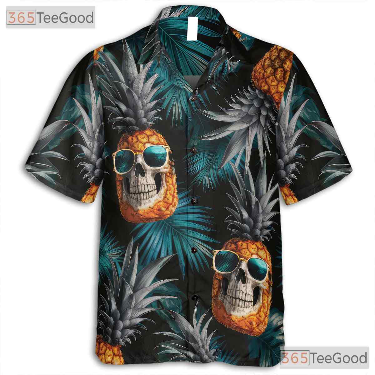 Tropical Gothic Pineapple Skull Aloha Beach Hawaiian Shirt Unisex Vacation Top