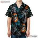 Tropical Gothic Pineapple Skull Aloha Beach Hawaiian Shirt Unisex Vacation Top