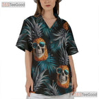 Tropical Gothic Pineapple Skull Aloha Beach Hawaiian Shirt Unisex Vacation Top