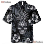 Tropical Gothic Pineapple Skull Dark Floral Aesthetic Hawaiian Shirt Unisex