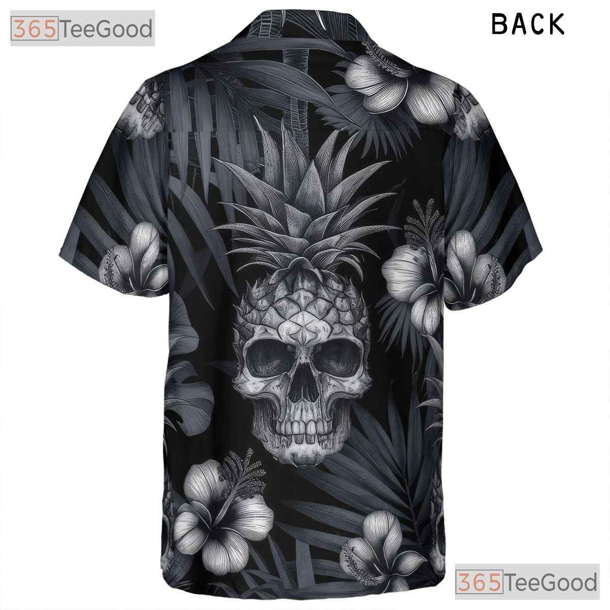 Tropical Gothic Pineapple Skull Dark Floral Aesthetic Hawaiian Shirt Unisex