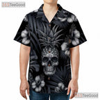 Tropical Gothic Pineapple Skull Dark Floral Aesthetic Hawaiian Shirt Unisex