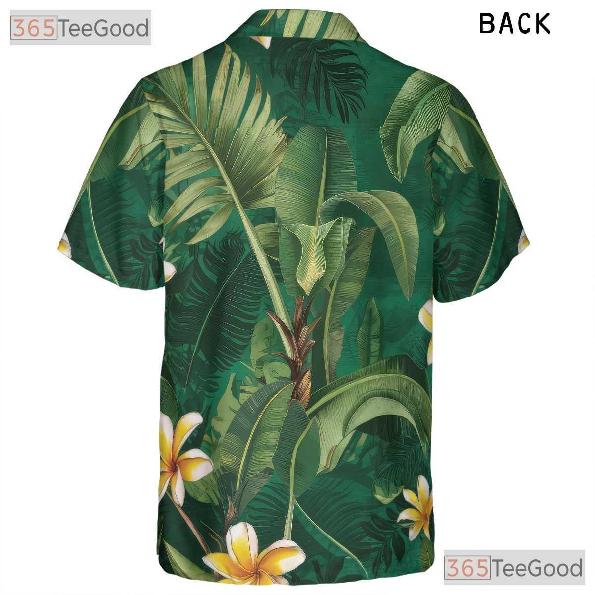 Tropical Green Palm Leaves Yellow Plumeria Aloha Hawaiian Tee Unisex Outfit Top
