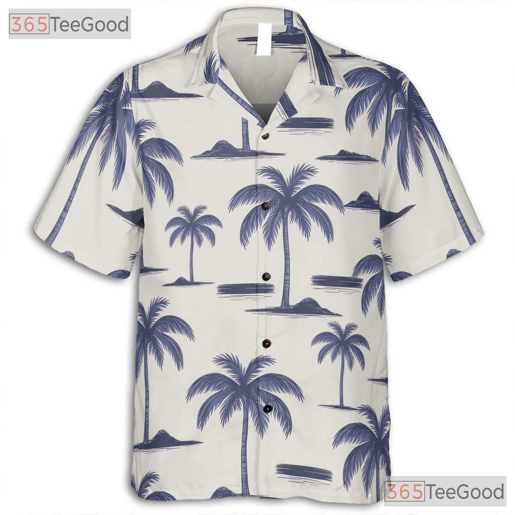 Tropical Island Palm Tree Hawaiian Shirt- Unisex Seamless Beach Vacation Aloha