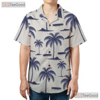 Tropical Island Palm Tree Hawaiian Shirt- Unisex Seamless Beach Vacation Aloha