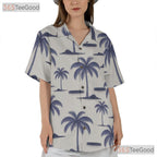 Tropical Island Palm Tree Hawaiian Shirt- Unisex Seamless Beach Vacation Aloha