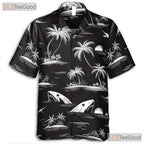 Tropical Island Shark Palm Tree Hawaiian Shirt Men Women Beach Vacation Top