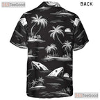 Tropical Island Shark Palm Tree Hawaiian Shirt Men Women Beach Vacation Top